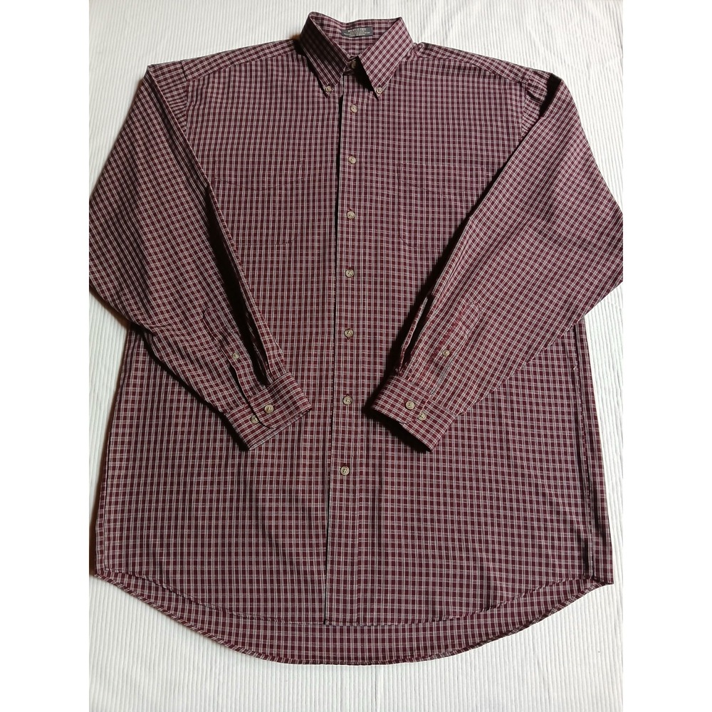 Van Heusen Classic Dress Shirt Mens Size LT Red Plaid Long Sleeve Button Up NWOT